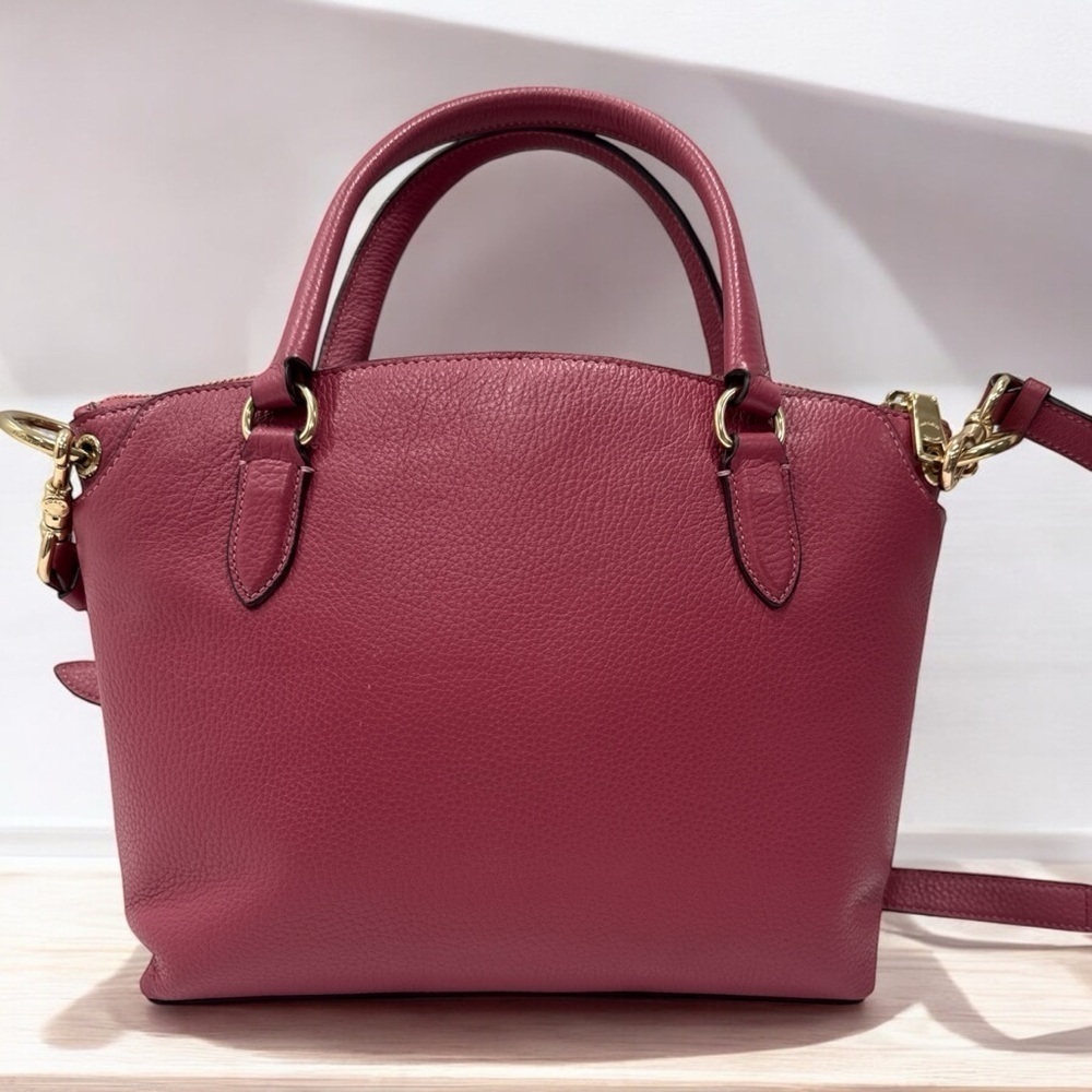 Coach Remi Satchel Pink Pebbled Leather Zipper Closure Shoulder Bag - Picture 10 of 13